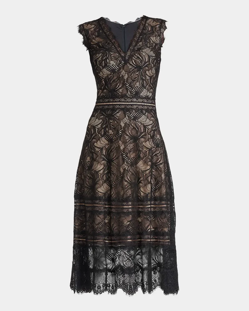 Sleeveless Lace Fit-&-Flare Midi Dress