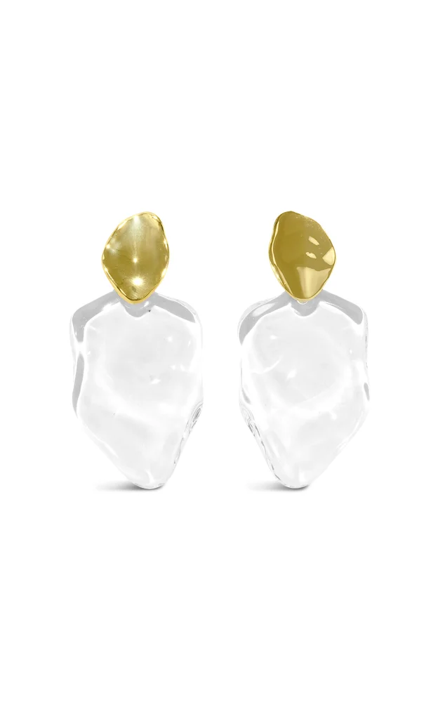 14K Gold-Plated Lucite Petal Drop Earrings
