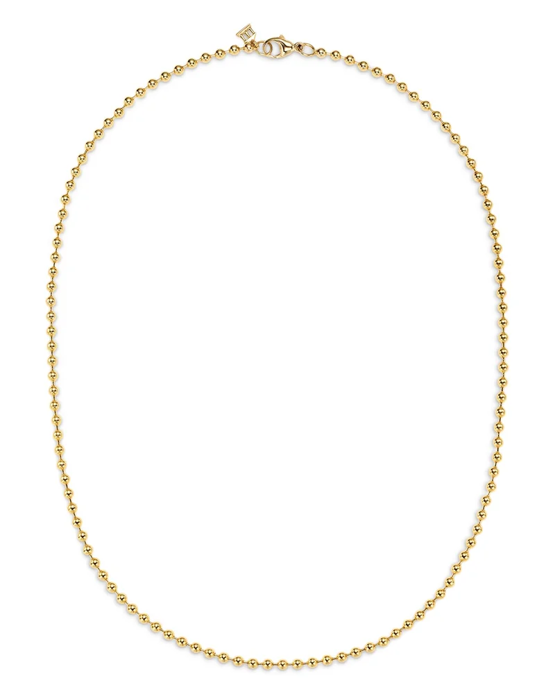 18K Yellow Gold Classic Polished Ball Chain Necklace, 16"