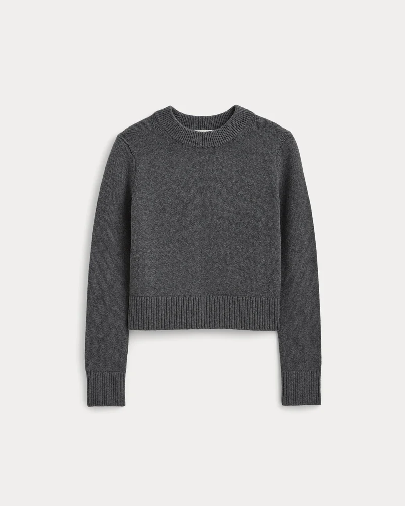 Shrunken Crew Sweater in Everyday Cotton | Heathered Charcoal