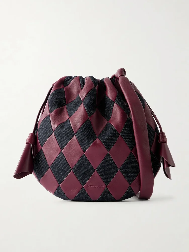 Cloud 91 leather and denim shoulder bag