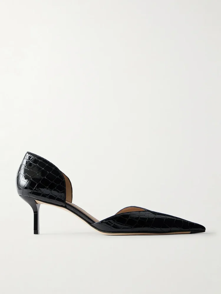 Victoria Angle 55 Croc Effect Leather Pumps
