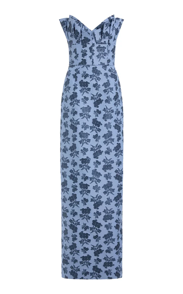 Rita Pleated Ruffle Column Gown