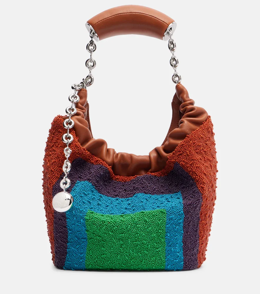 Squeeze Mini beaded leather top-handle bag