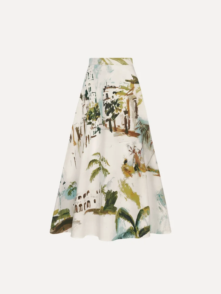 Dominican Landscape Cotton Poplin Skirt