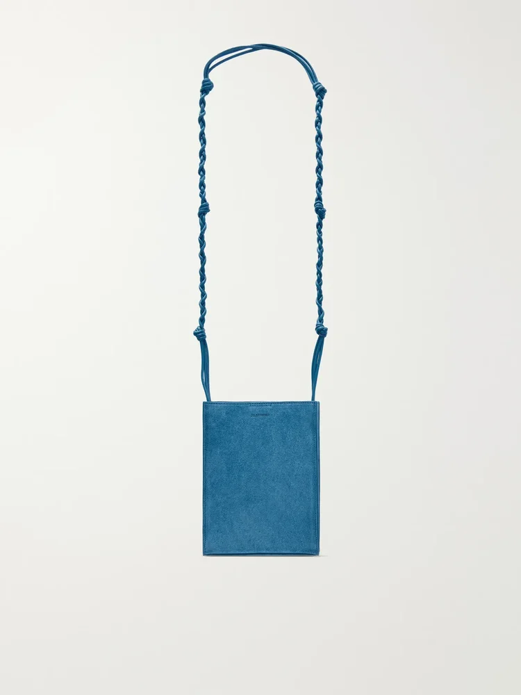 tangle small leather trimmed suede shoulder bag