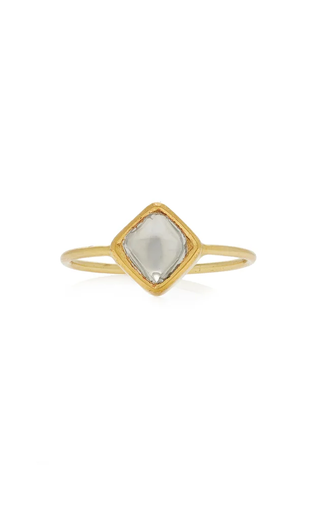 Kundan 18K Yellow Gold Vintage Diamond Ring