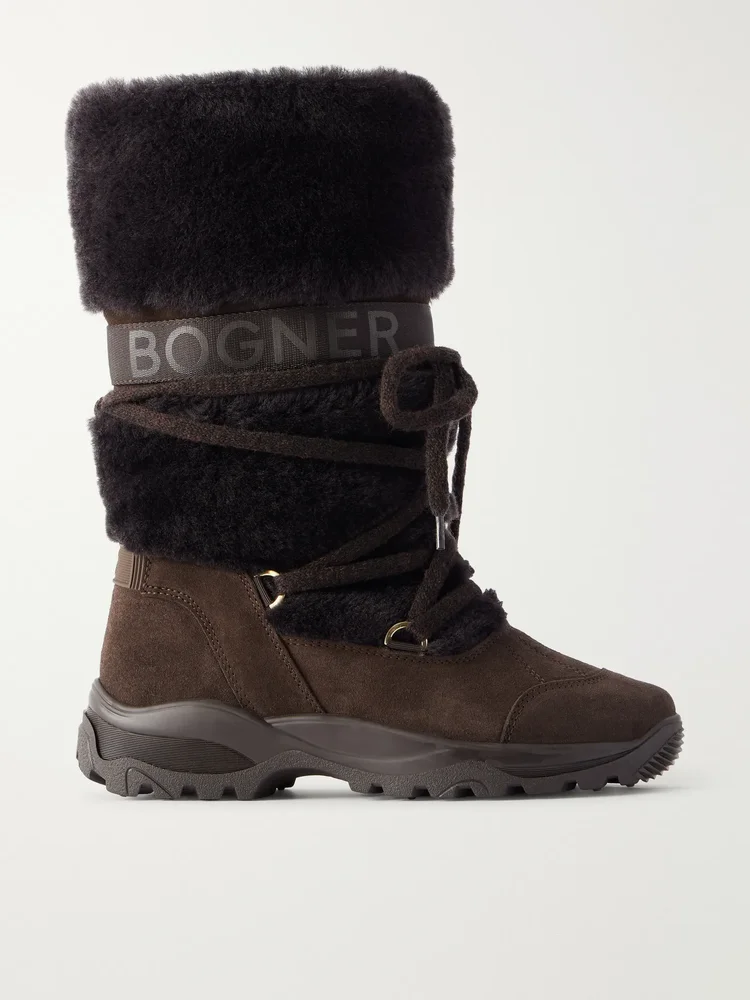 Alta Badia 8 shearling-trimmed suede ankle boots