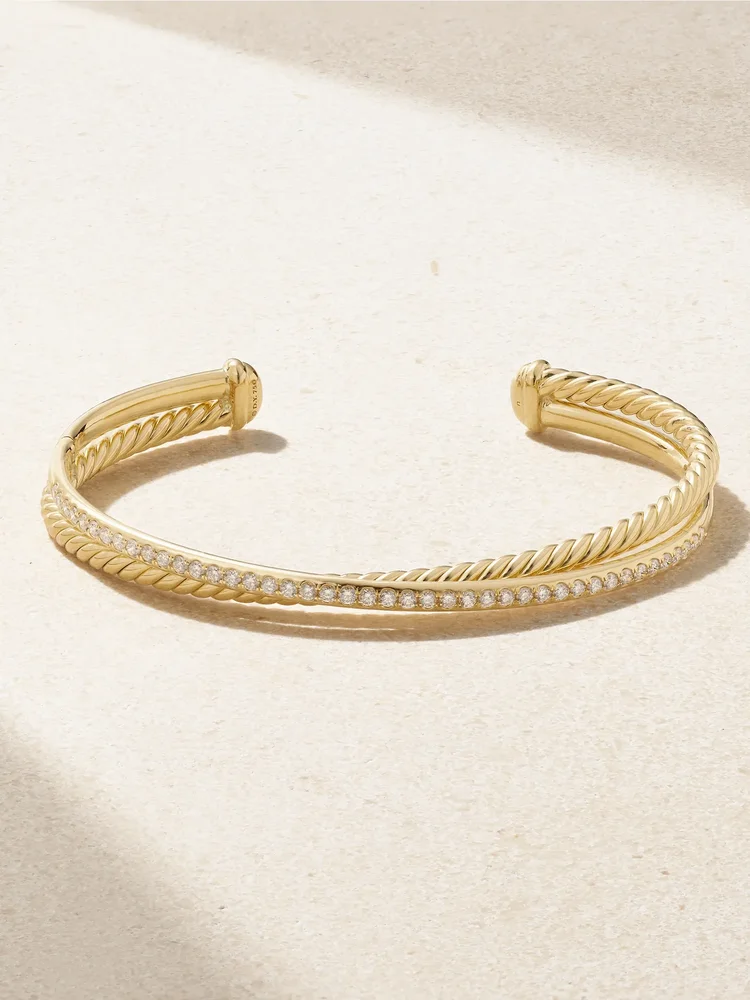 Crossover 18-karat gold diamond cuff