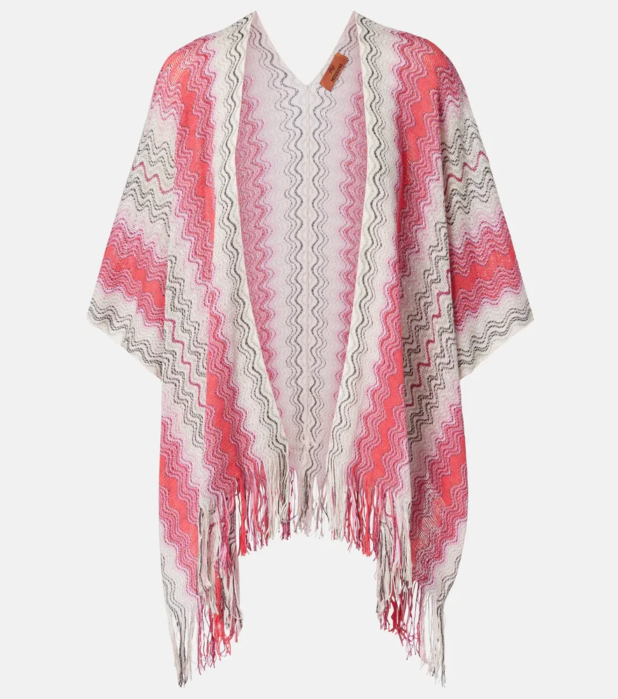 Lamé fringed poncho