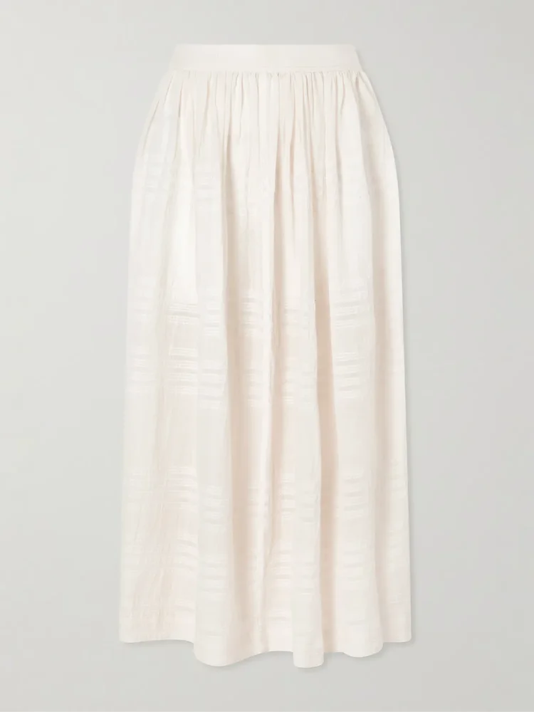 Freye striped cotton midi skirt