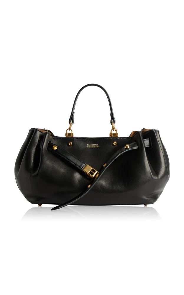 Small Fan Leather Carryall Bag
