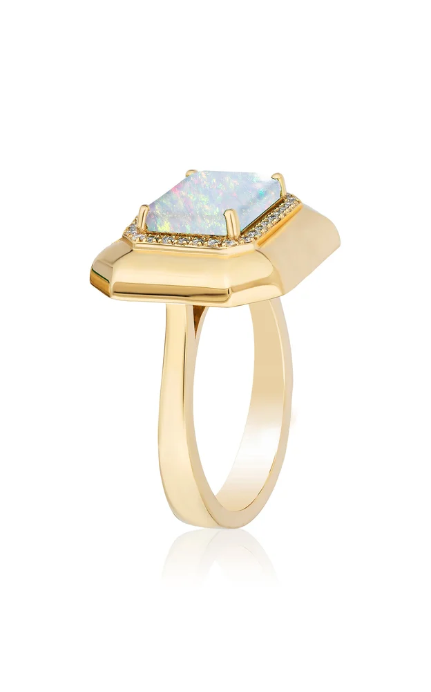 Emerald Cut Opal Ring