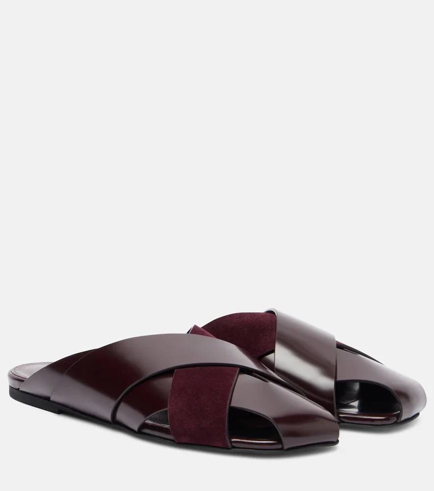 Slant leather sandals