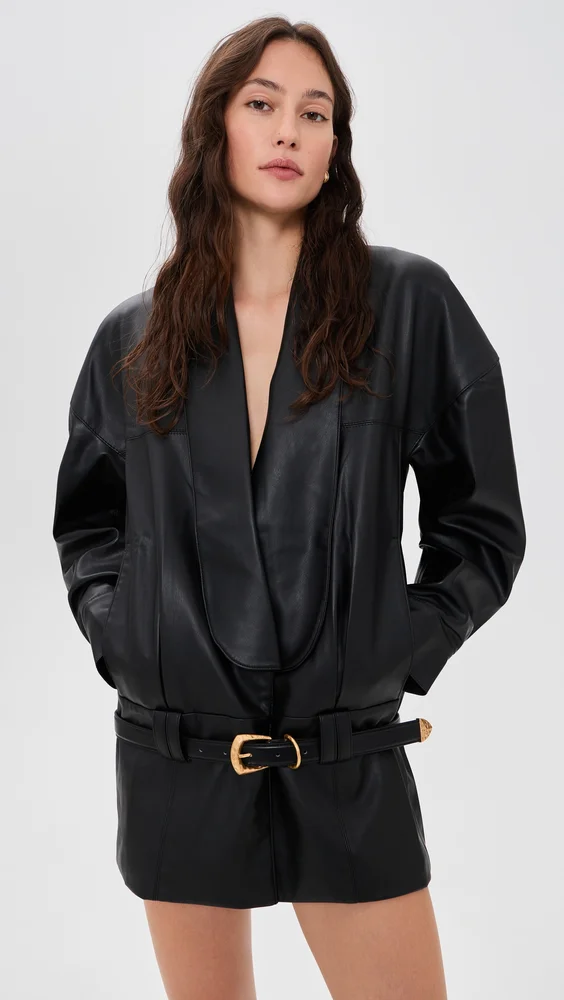Esta Faux Leather Blazer Dress