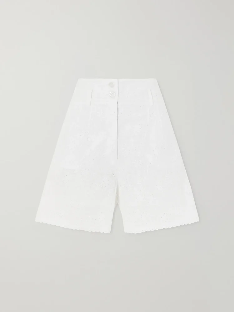 Rocchetta scalloped broderie anglaise cotton shorts
