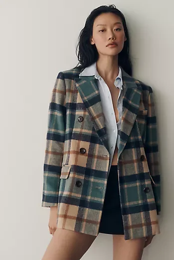 NVLT Plaid Double-Breasted Blazer