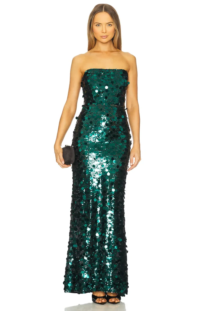 Farah Sequin Strapless Maxi Dress