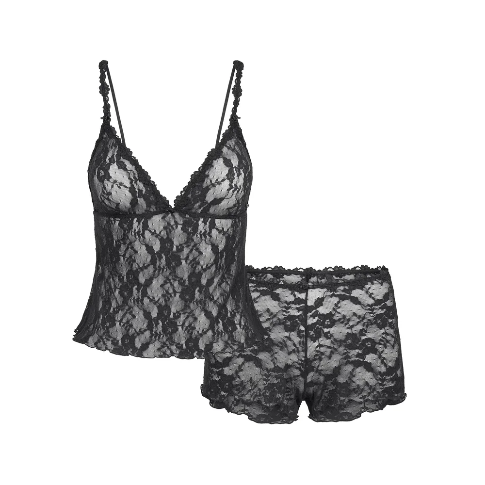 Stretch Lace Triangle Cami and Short Set