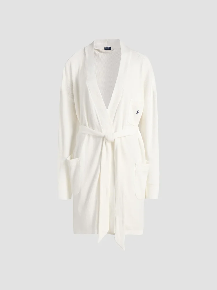 Waffle-Knit Cotton-Blend Belted Robe