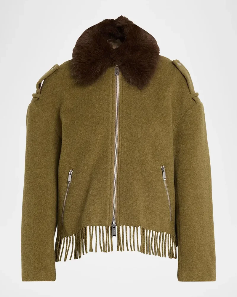 Wool-Blend Scarf-Hem Jacket