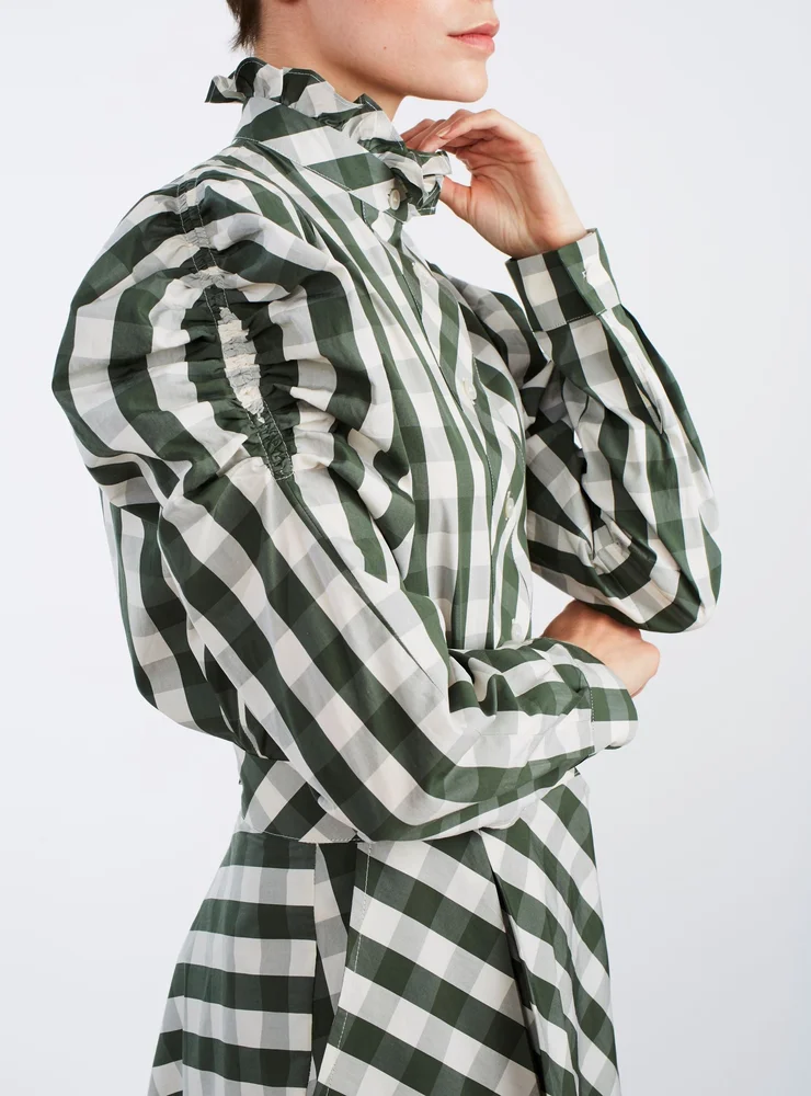 Wind Blouse, Green & White
