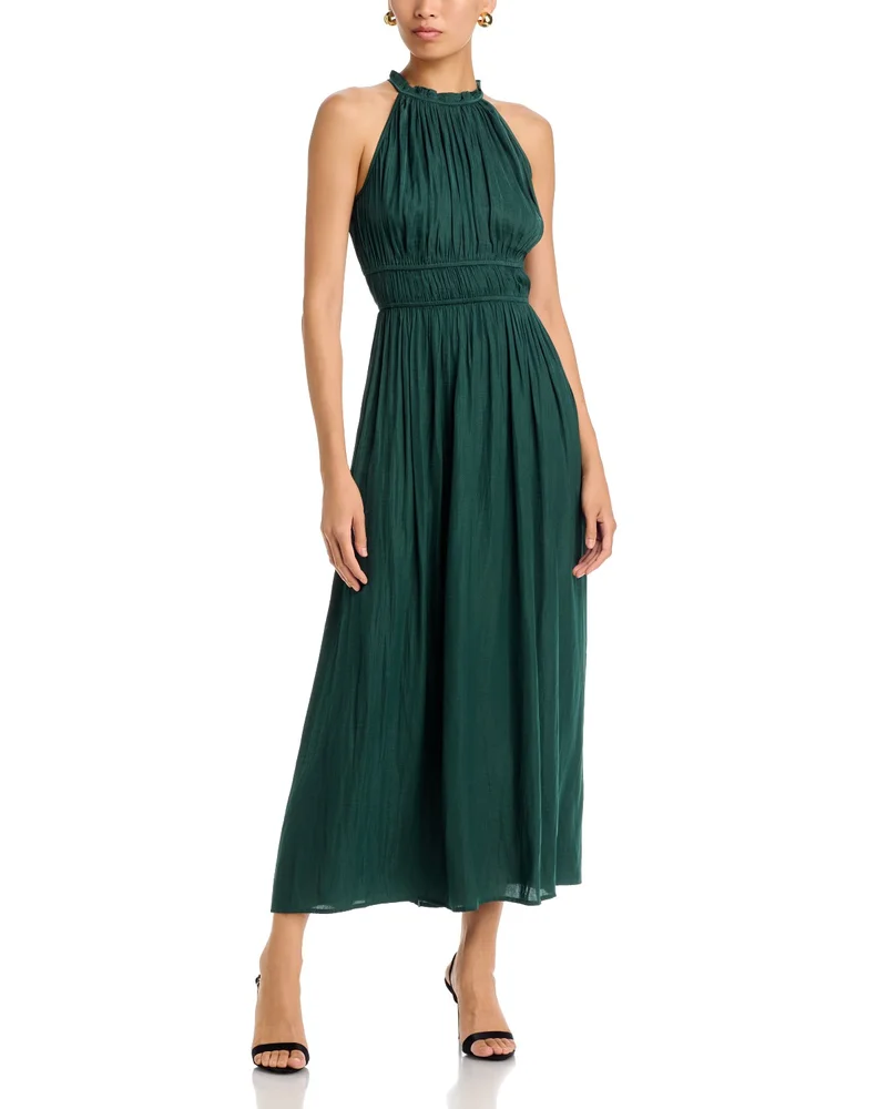Halter Neck Shirred Maxi Dress