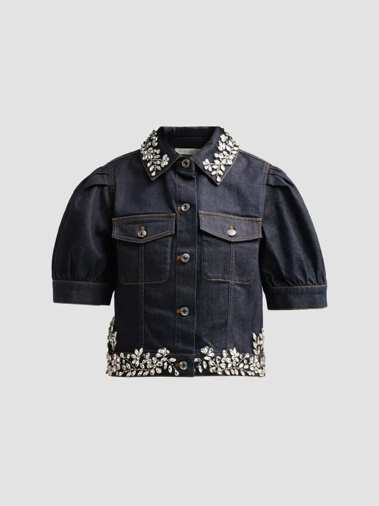 Hailey Embellished Denim Crop Shirt