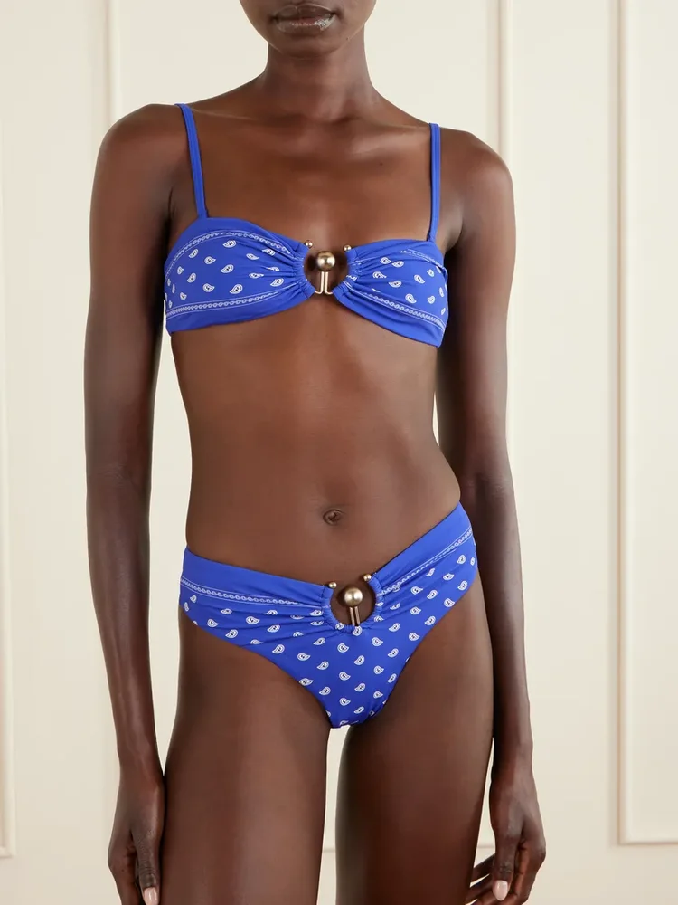 Orbit embellished bandana-print bikini briefs