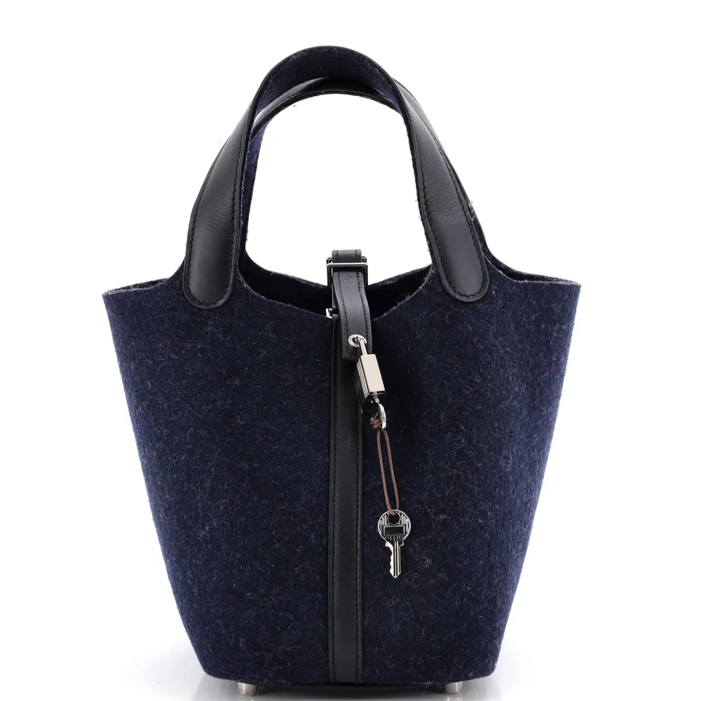Pre-Owned Picotin Lock Bag Felt with Leather PM