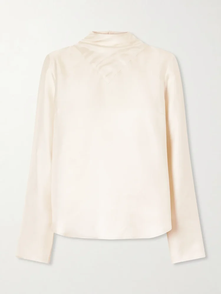 Gala scarf-detail silk-twill blouse