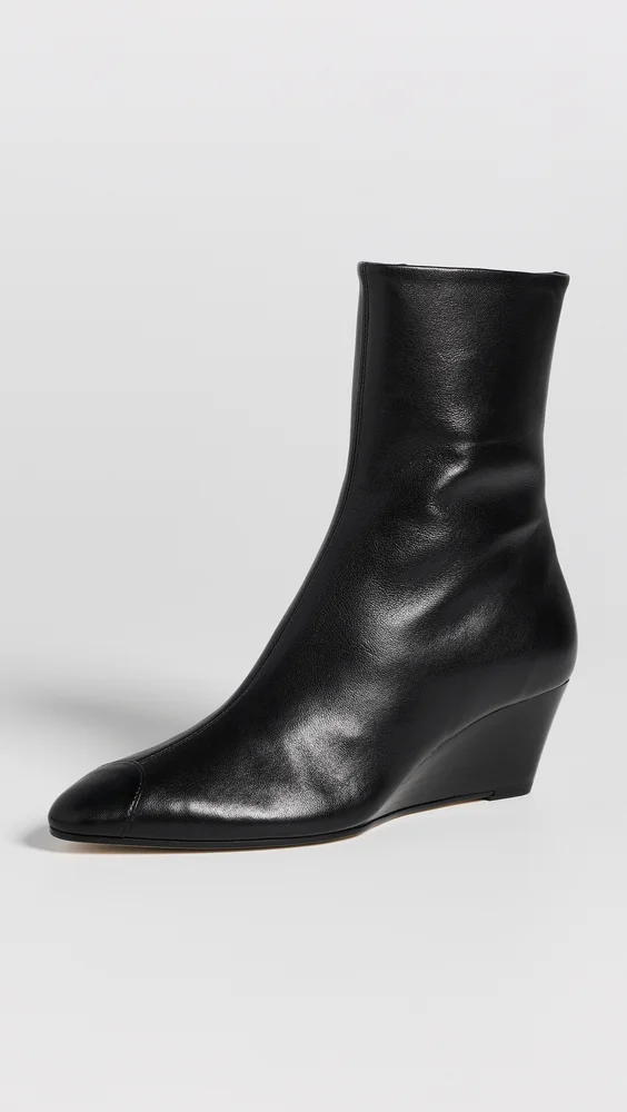Mia Cap Nappa Leather Wedge Booties