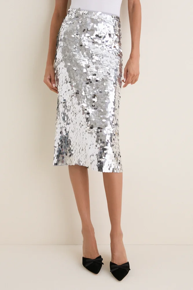 Satellite Silver Mia Sequin Midi Skirt