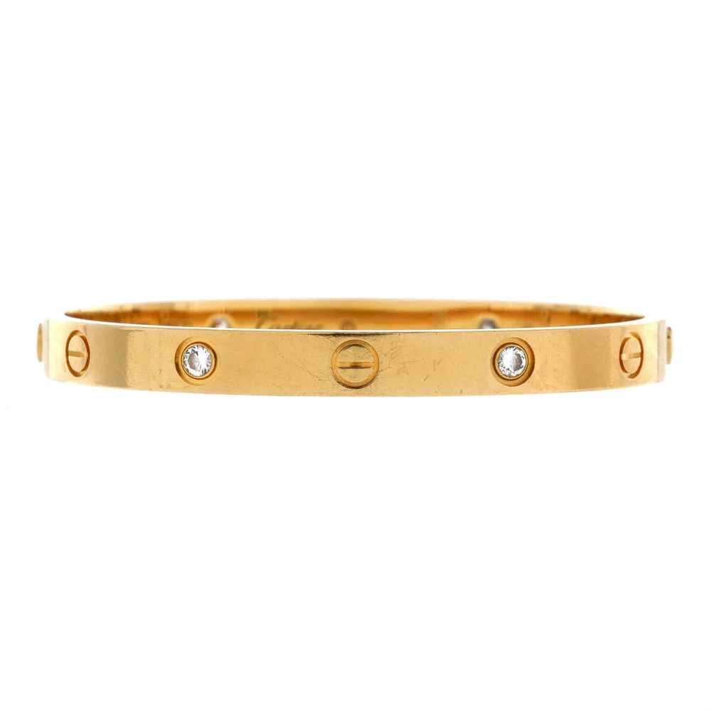 cartier Love 4 Diamond Bracelet 18K Yellow Gold with Diamonds 17