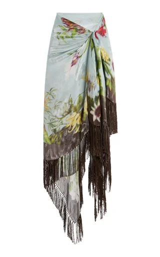 Fringed Metallic Midi Skirt
