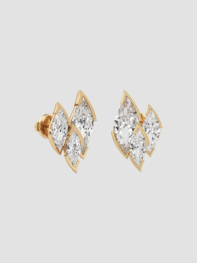 Flame 18K Yellow Gold & 3.56 TCW Lab-Grown Diamond Stud Earrings