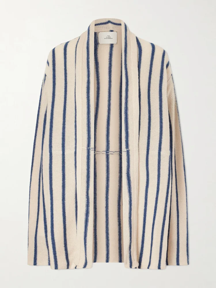 Striped knitted cashmere cardigan