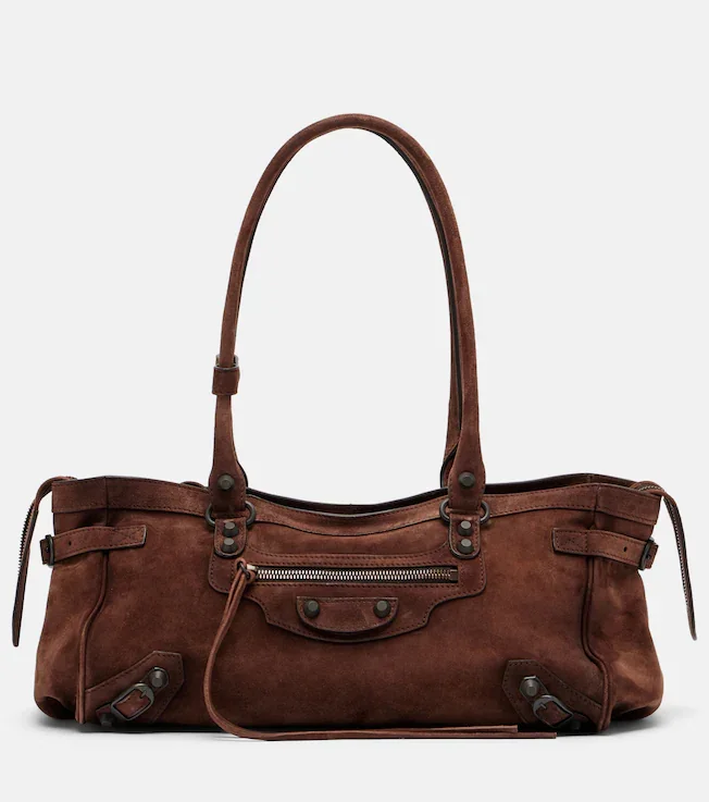 Le City East-West Small suede shoulder bag