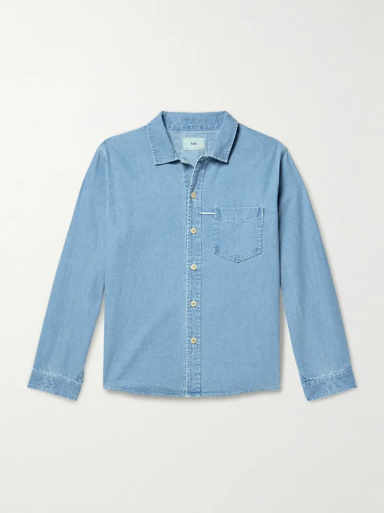 Loop Cord-Trimmed Denim Shirt