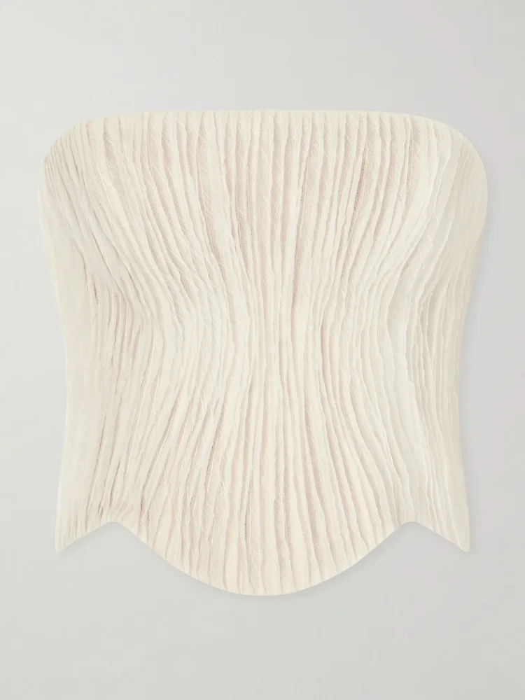 Anais crinkled-organza bustier top