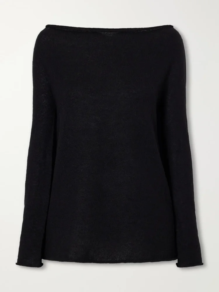 Off-the-shoulder wool-blend sweater