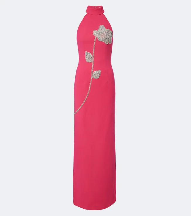 Starlight floral embellished crêpe gown