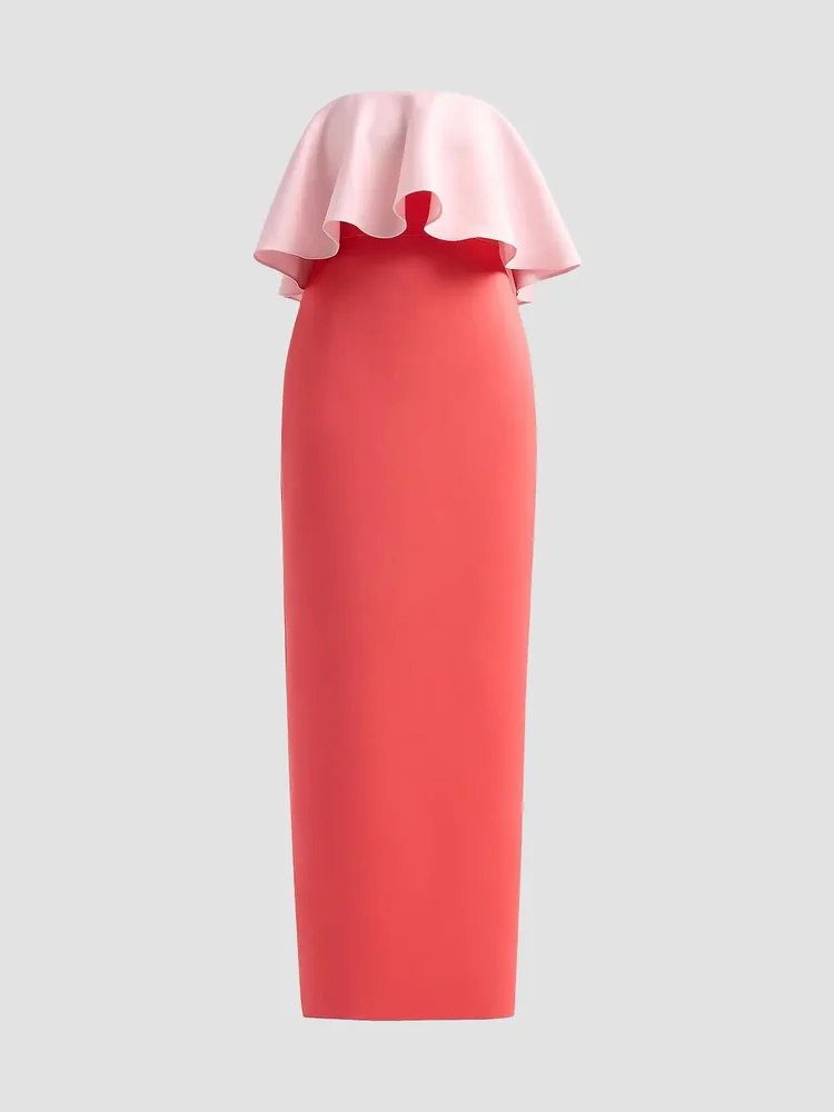 Selora Duchess Satin Strapless Column Gown