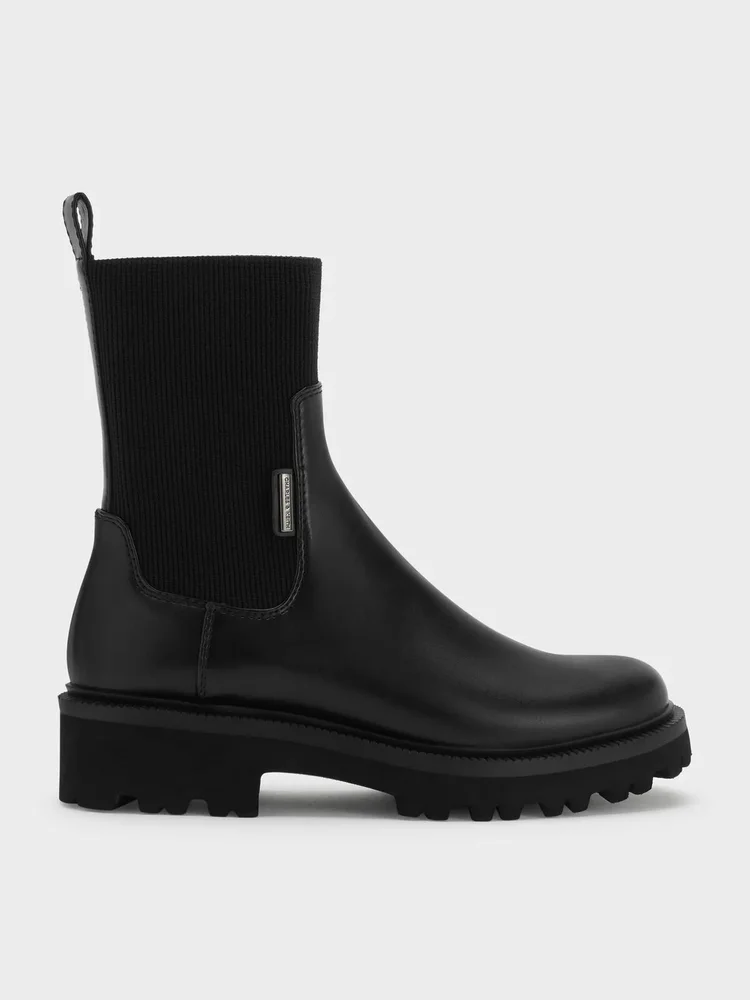 Remy Ridged-Sole Chelsea Boots, Black