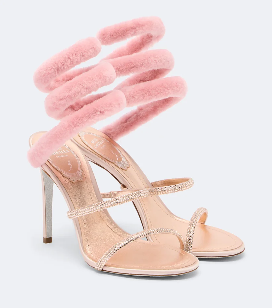Cleo embellished shearling-trimmed sandals