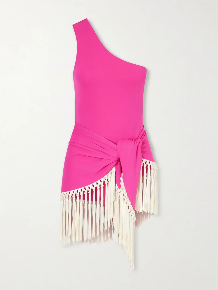 Yacare fringed one-shoulder swimsuit