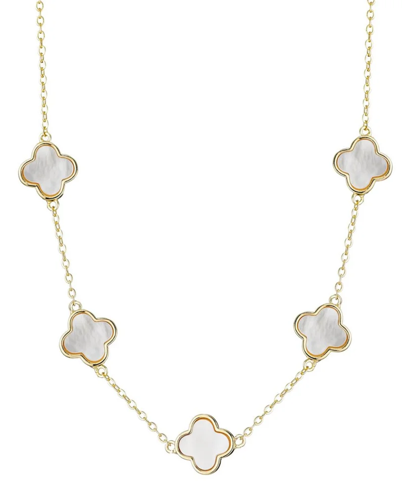 Mother of Pearl Clover Station Necklace