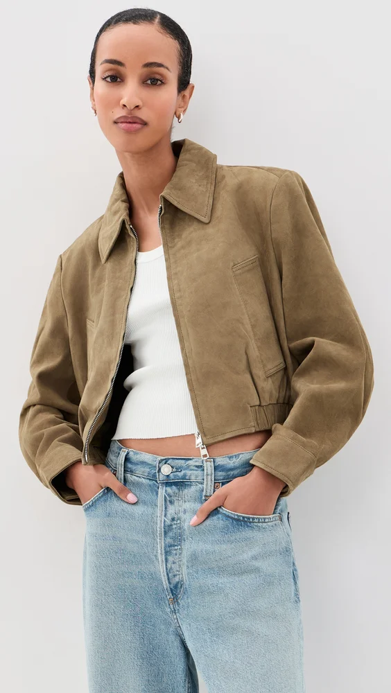 Nahla Cropped Goatskin Suede Jacket
