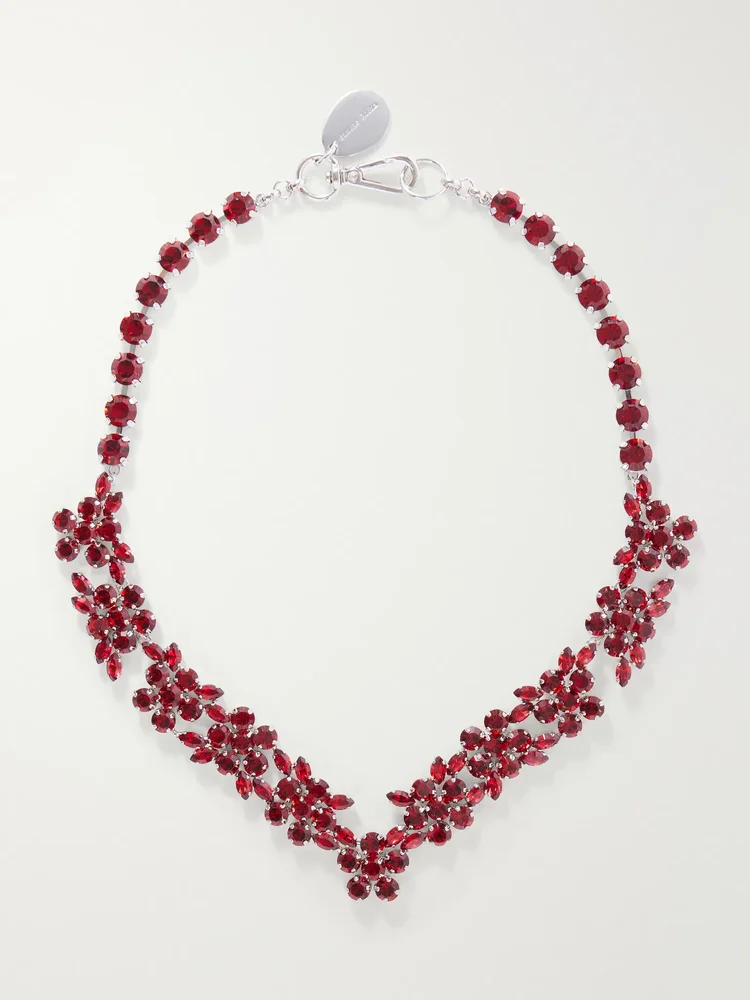 Silver-tone crystal necklace