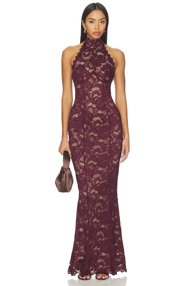 Delphine Lace Halter Gown